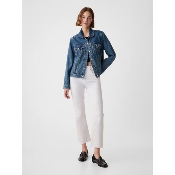 Gap Denim Ankle Flare Jeans Women's Size 4t White Distressed Denim High Waist - Picture 15 of 15